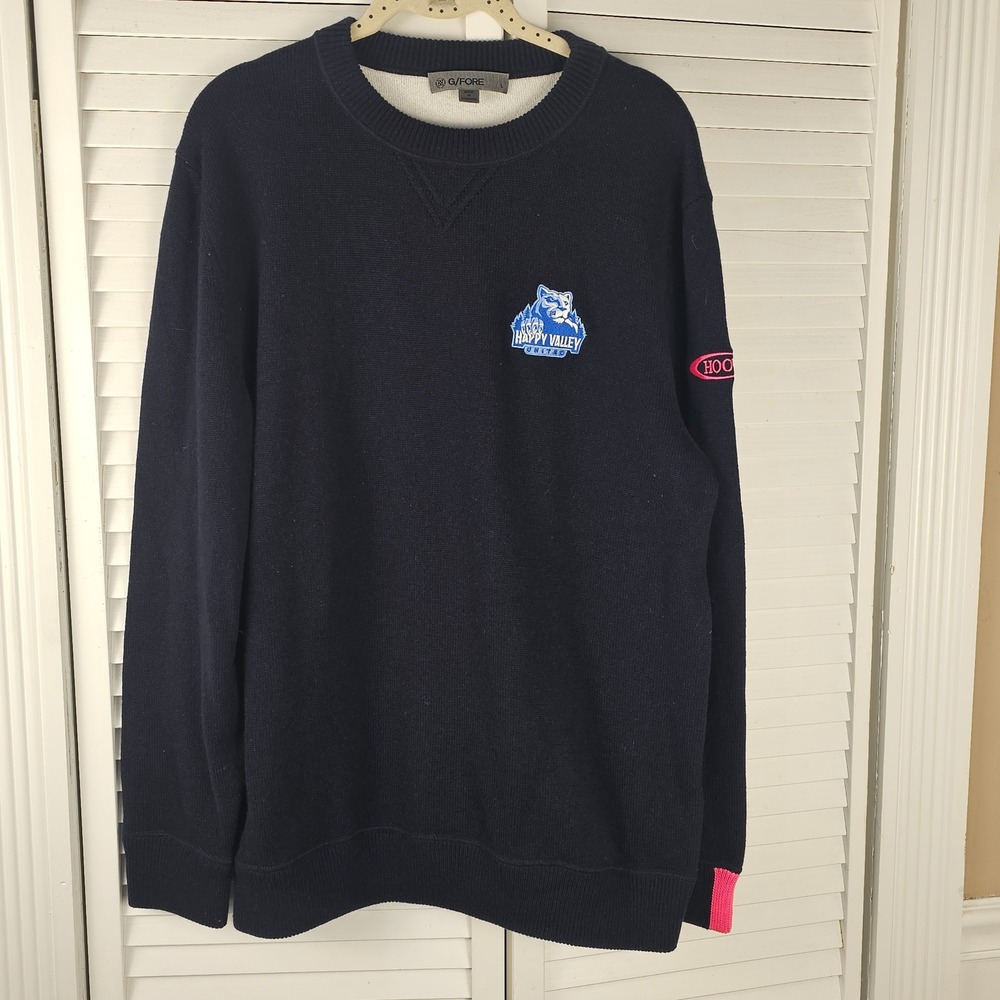 G/Fore Mens Navy Fresh Take On‎ The Cashmere Crewneck Sweater Large -Embroidered